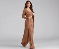 Trendy Textures Long Sleeve Duster