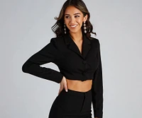 Major Boss Babe Cropped Crepe Blazer