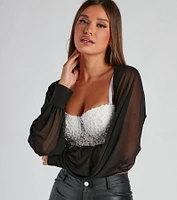 Sheer Mesh Blouson Sleeve Bolero