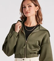 Off Duty Babe Luxe Zip-Up Crop Hoodie