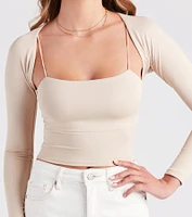 Smooth Silhouette Long Sleeve Bolero
