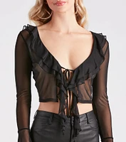 Summer Vibes Ruffled Tie-Front Top
