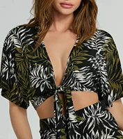 Living The Palms Tie-Front Crop Top
