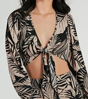 Tropical Day Dream Tie-Front Crop Top