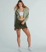 Relaxed Vibe Cargo Pocket Crop Fleece Hoodie