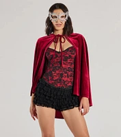 Spooky And Sultry Velvet Hooded Cape