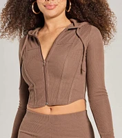 Feelin' Comfy Ribbed Knit Fitted Hoodie
