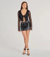Caught Feels Tie Front Lace Crop Top