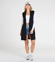 City Sleek Tie-Waist Longline Ponte Vest
