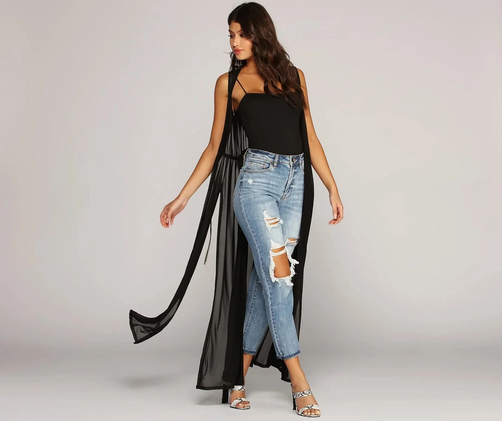 Stylishly Sheer Mesh Duster