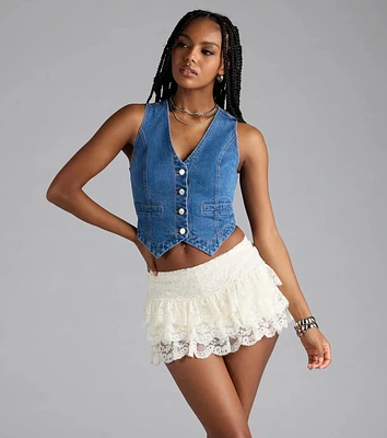Hometown Cutie Button Denim Vest