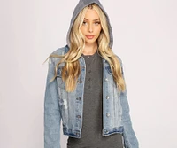 Cute And Casual Hooded Denim Jacket
