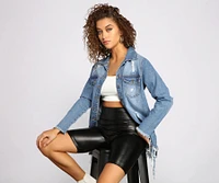 Casual Vibes Destructed Denim Shacket