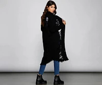 Distressed Deets Longline Denim Jacket