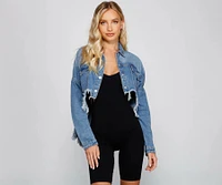 Casually Edgy High Low Cropped Denim Jacket