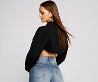 Trendy Glam Cropped Denim Jacket