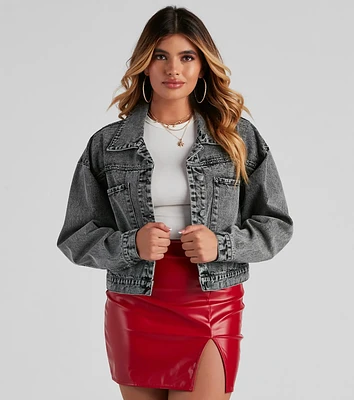 Don't Waist Time Crop Denim Jacket