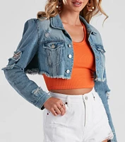 Better Denim Frayed Crop Jacket