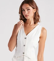 Denim Daze Button Crop Vest