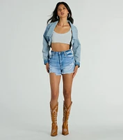 Trendsetting Girlie Long Sleeve Denim Shrug Jacket