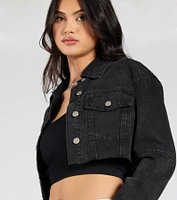 Trend Always Acid Wash Crop Denim Jacket