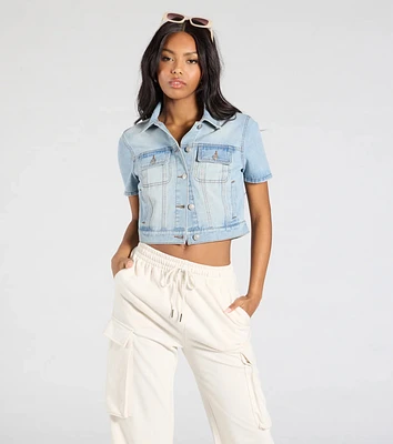 Cutely Casual Short Sleeve Denim Jacket