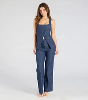 Fresh Perfection Button Split Denim Vest