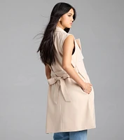 Leave It Me Belted Long Vest