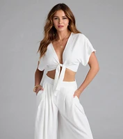 Weekend Vibes Tie-Front Crop Top
