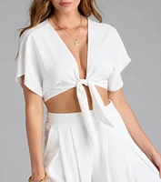 Weekend Vibes Tie-Front Crop Top