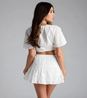 Weekend Fun Flutter Sleeve Tie-Front Top