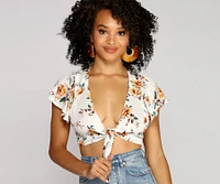 Flutter With Floral Tie Front Top