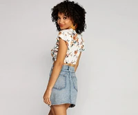 Flutter With Floral Tie Front Top
