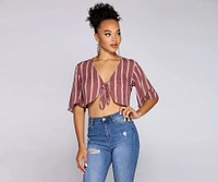 Good Gauze Tie Front Crop Top
