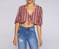 Good Gauze Tie Front Crop Top