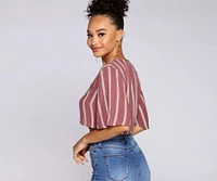 Good Gauze Tie Front Crop Top