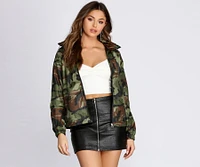 Nylon Camo Hooded Jacket