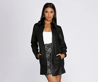 Faux Leather Long Line Jacket