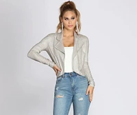 Pass The Champagne Glitter Knit Moto Jacket
