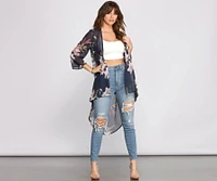 Floral Passion Chiffon High Low Kimono