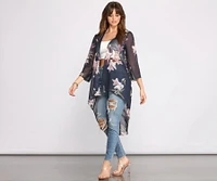 Floral Passion Chiffon High Low Kimono
