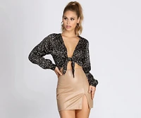 Polka Dot Party Tie Front Top