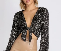 Polka Dot Party Tie Front Top