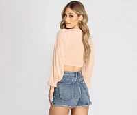 Let's Be Sheer Tie Front Top