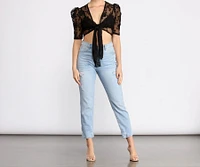 Floral Stunner Tie Front Top