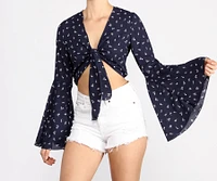 Sweet Floral Bell Sleeve Top