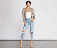 Sweet And Sheer Faux Suede Jacket