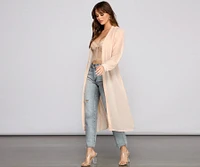Sheer Appeal Chiffon Belted Trench