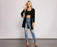 Luxe Velvet Long Line Blazer