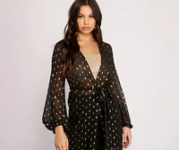 Foiled and Fab Tie Waist Chiffon Duster